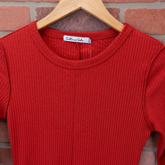 π Red Ribbed Midi Dress - Small - Picture 6 of 13